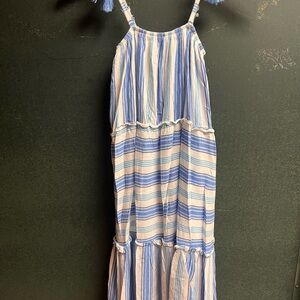 Jessica Simpson Girls Size Large 10/12 Blue White Stripe Sundress